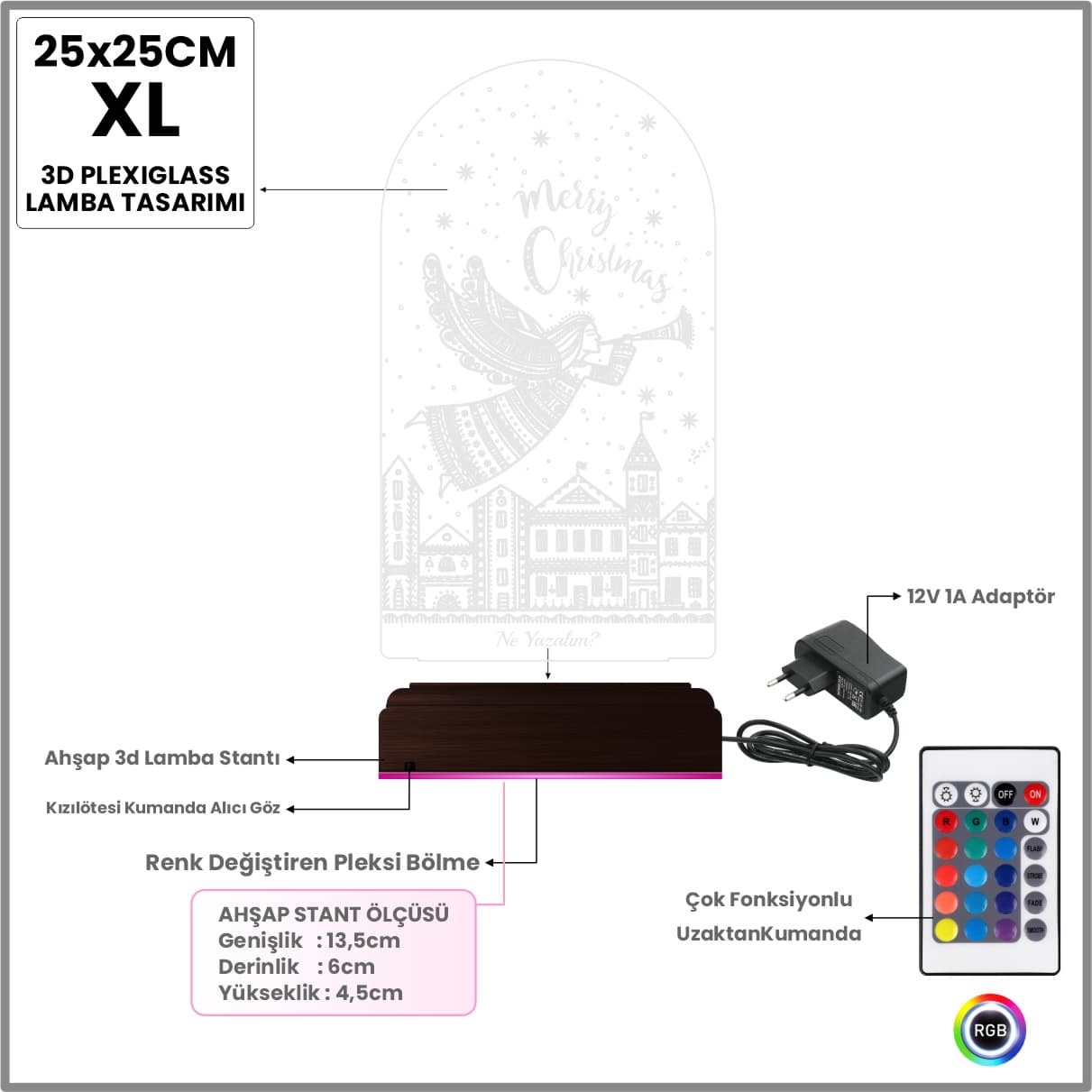 Рождественский Ангел — 3D LED Ночник | Подарок на Новый год 7