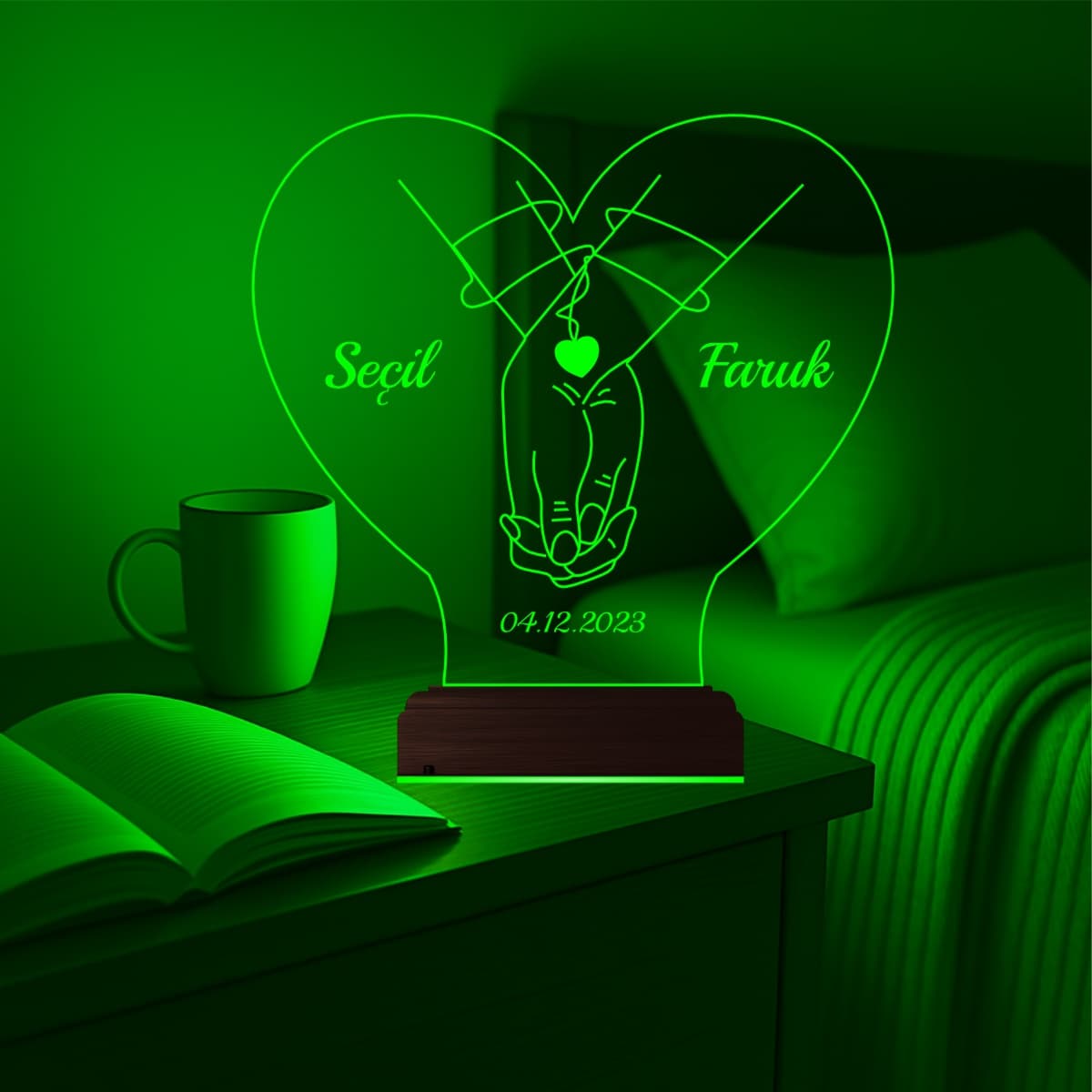 Сплетение рук в сердце — 3D LED Ночник | Подарок любимым 3