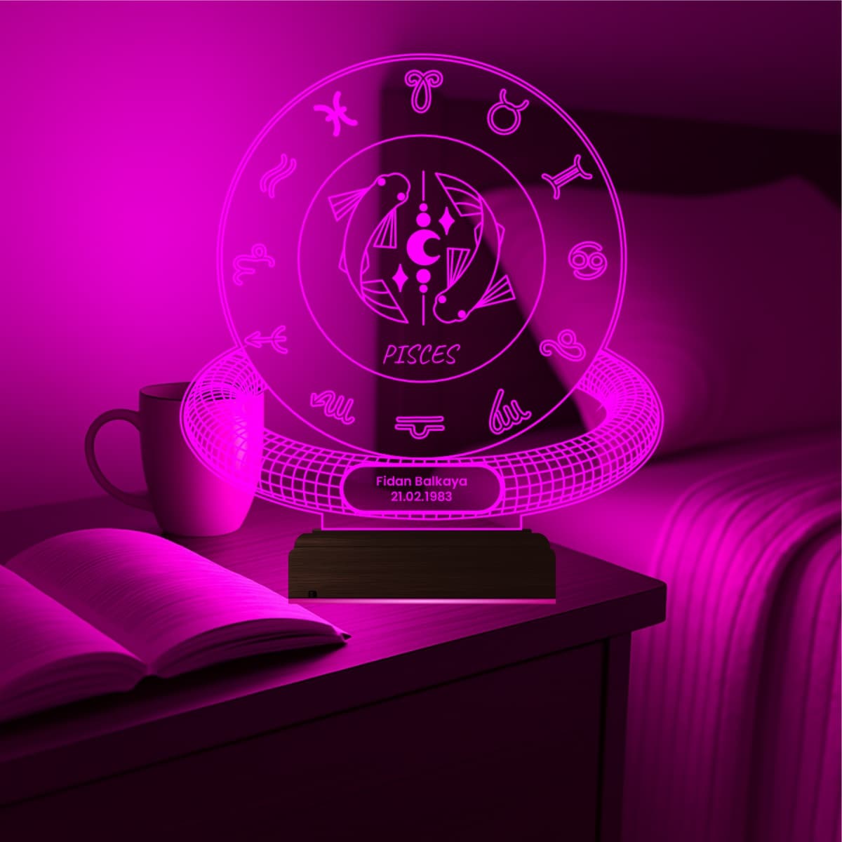 Рыбы — 3D LED Ночник с именем | Подарок на день рождения 3