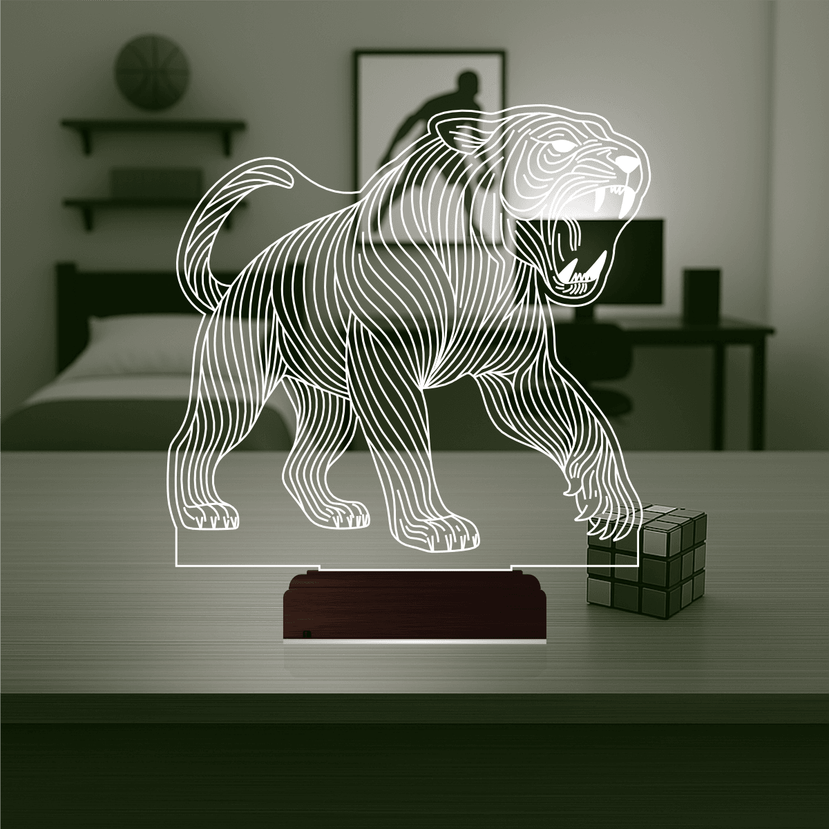 Именной подарок: 3d светильник тигр