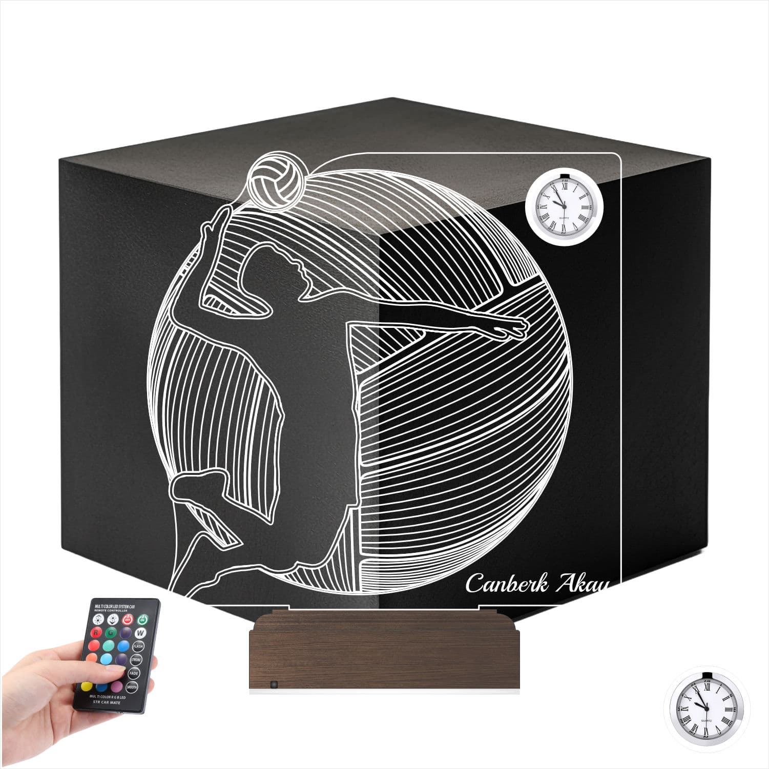 Волейболист — 3D LED Ночник с часами | Именной подарок